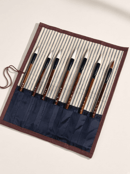 Bamboo Brush Roll · 中号四边包边笔帘