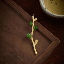 Nephrite Jade Spring Motif Brooch