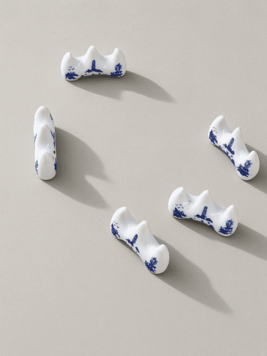 Blue-and-White Ceramic Brush Rest