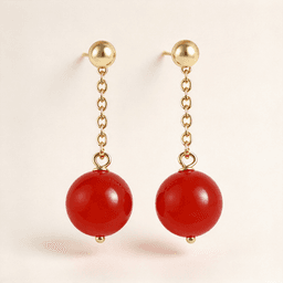 Natural Full Cherry Red South Red Agate Earrings, Vintage Light Luxury Red Earrings, Trendy Women Gemstone Jewelry, Ideal Gift