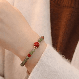 Hetian-Style Jade and Red Agate Bead Bracelet